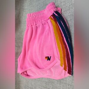 Hot Pink Aviator Nation Shorts with Colorful Stripes Size Large